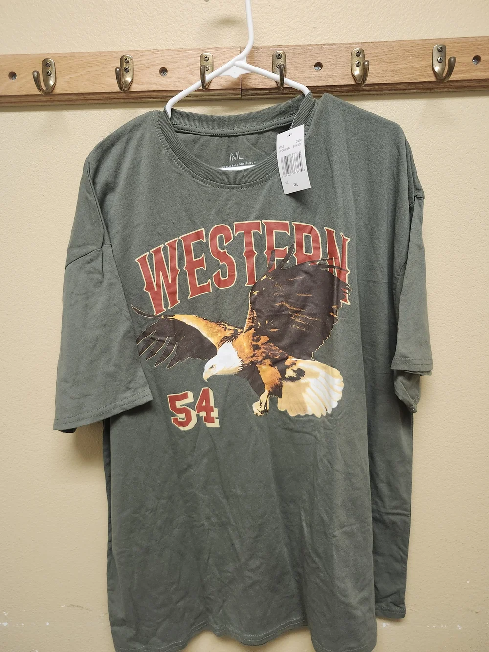 Source Unknown Olive Graphic Tee with Eagle Print